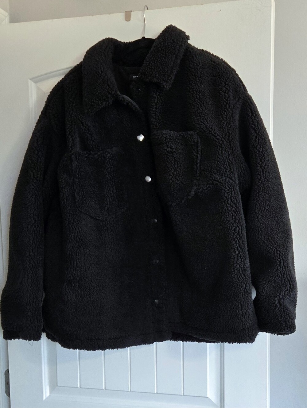 Torrid Black Snap Button Front Sherpa Shacket Chest Pockets 2X - Picture 6 of 11